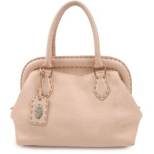 Authentic Pink FENDI Selleria Leather Bag Hand Bag Pink 8BN127